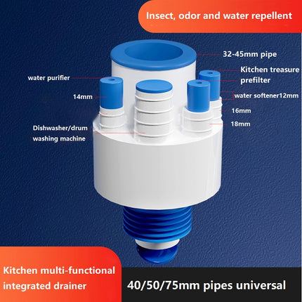 Kitchen Integrated Drain Connector Five-ways