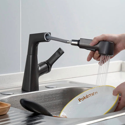 Single-Hole Rotatable Pull-Out Faucet