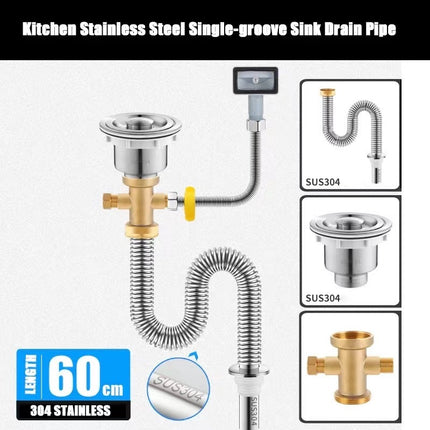 304 Stainless Steel Kitchen Drain Bellows Durable Deodorant